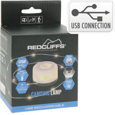 12. FLASHLIGHT CAMPING LAMP USB CHARGING REDCLIFFS