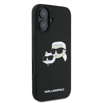 4. Karl Lagerfeld Silicone Nauble Heads Print MagSafe Case for iPhone 16 - Black