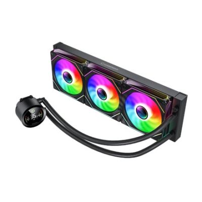 9. GameMax ICEBURG 360 DIGITAL BK computer cooling system Processor All-in-one Liquid Cooler 12 cm Black 1 pc.