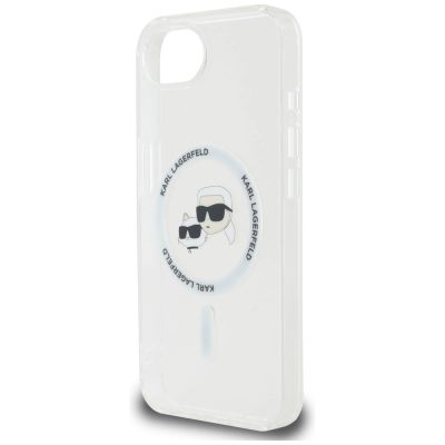 6. Karl Lagerfeld IML Metal Karl & Choupette Heads MagSafe iPhone 16e Case - White