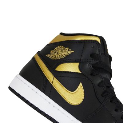 6. Air Jordan 1 Mid (GS) Basketball Shoe Black/Metallic Gold - DQ8426-071