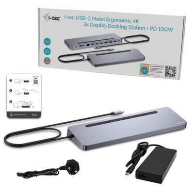 3. i-tec C31FLAT2PDPRO100W wired USB 3.2 Gen 1 (3.1 Gen 1) Type-C docking station, Silver