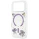 6. Guess Resin Flowers Glitter MagSafe Case for iPhone 18 Pro / 17 Pro - Purple