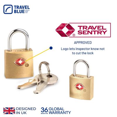 4. TRAVEL BLUE TSA Luggage Padlocks with Keys, Set of 2