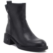 Women’s black leather block-heel ankle boots Vinceza 67033