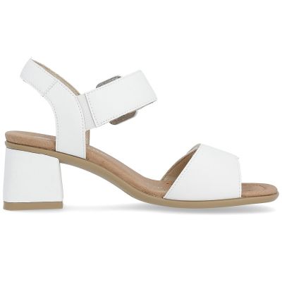 2. Women's leather sandals on a block heel white Remonte by Rieker D1K51-80