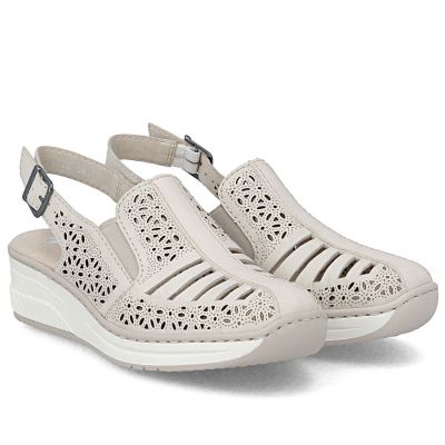 3. Women's beige leather wedge sandals Rieker 48763-60