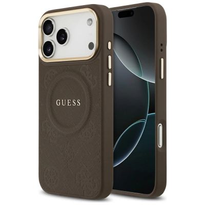 Guess Peony Hot Stamp MagSafe Case for iPhone 17 Pro Max - Brown