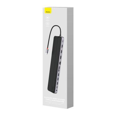 5. Baseus EliteJoy Gen2 Universal 12-in-1 USB HUB with 25cm USB-C Cable, Notebook Stand, USB-A / USB-C / DP / HDMI / SD / TF / RJ45 / 3.5mm Jack / PD 100W Gray (WKSX030213)