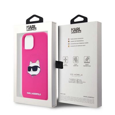8. Karl Lagerfeld Silicone Choupette Head MagSafe Case for iPhone 15 Plus / 14 Plus - Pink