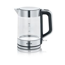 SEVERIN ELECTRIC KETTLE GLASS AND STEEL, 1.7L, CONCEALED HEATER, STRIX CONTROLLER, CABLE RECESS, WATER INDICATOR, 2200W WK3420