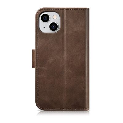 14. iCarer Oil Wax Wallet Case 2in1 Cover iPhone 14 Plus Anti-RFID Leather Flip Case Brown (WMI14220723-BN)