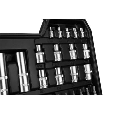 13. Socket wrench set 1/2", 1/4", 110 pcs, satin