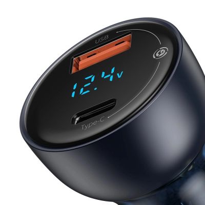 4. Baseus USB / USB Type C car charger 65 W 5 A SCP Quick Charge 4.0+ Power Delivery 3.0 LCD screen gray (CCKX-C0G)
