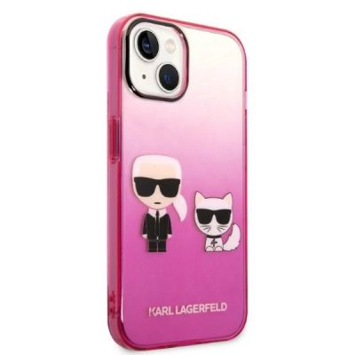 4. Karl Lagerfeld Gradient Ikonik Karl&Choupette Case for iPhone 14 Plus - Pink