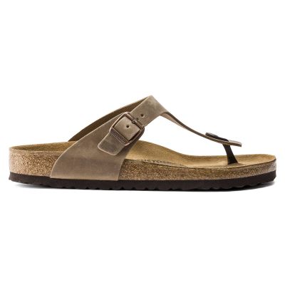 8. Birkenstock Gizeh Oiled Leather Tobacco Brown Regular Wide Women's Flip-Flops (0943811)