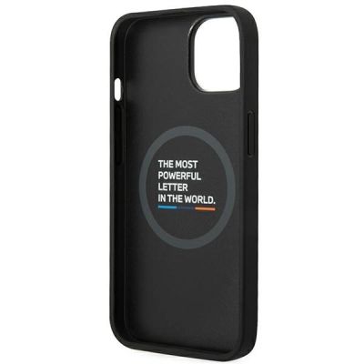 7. Case BMW BMHMP14S22PTDK iPhone 14 6.1 "black / black Leather Stamp Tricolor Magsafe
