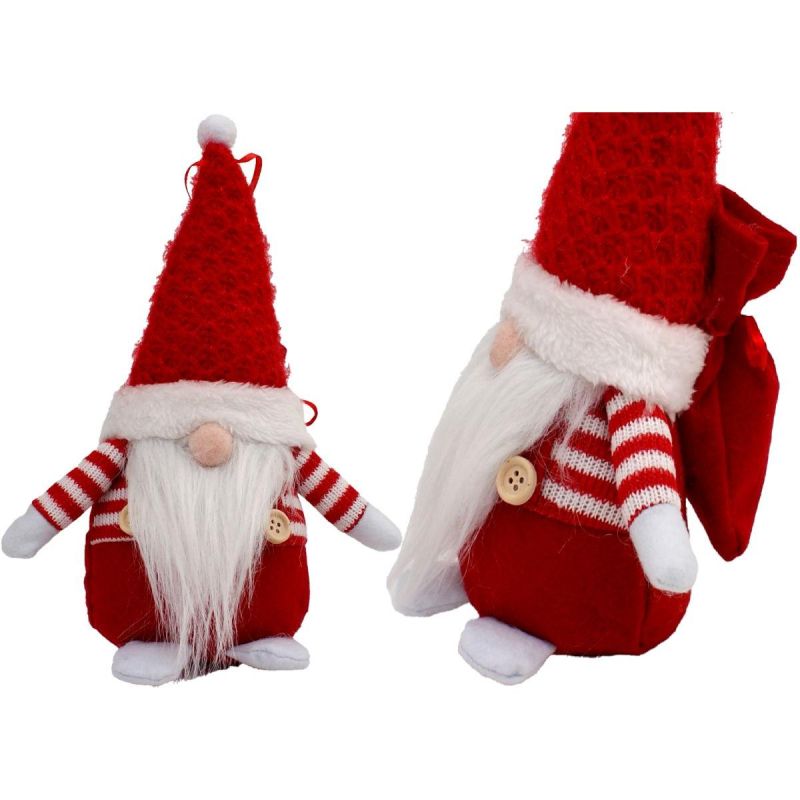 7. DECORATIVE SANTA CLAUS WITH GIFT BAG 25CM RED