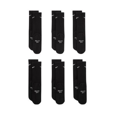 3. Nike Everyday Cush Crew Kids Socks 6 Pairs Black SX6910 010