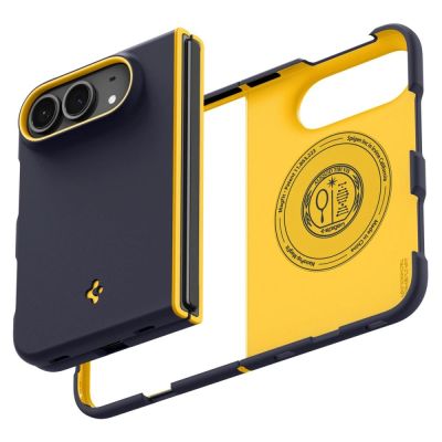 7. Spigen Nano Pop MagSafe iPhone Duo Case - Navy Blue and Yellow