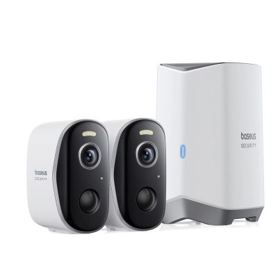 2. Baseus Security N1 2K Outdoor Monitoring Kit (2 Cameras) – White