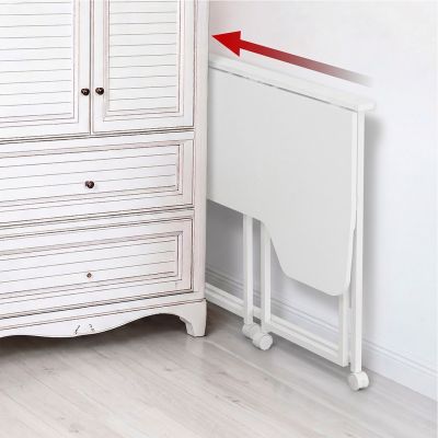 11. MACLEAN FOLDING DESK TABLE WITH WHEELS MACLEAN FOLDING DESK TABLE, WHITE, MOBILE, 100X65CM, MAX. 50KG, ANGLED, SHAPE