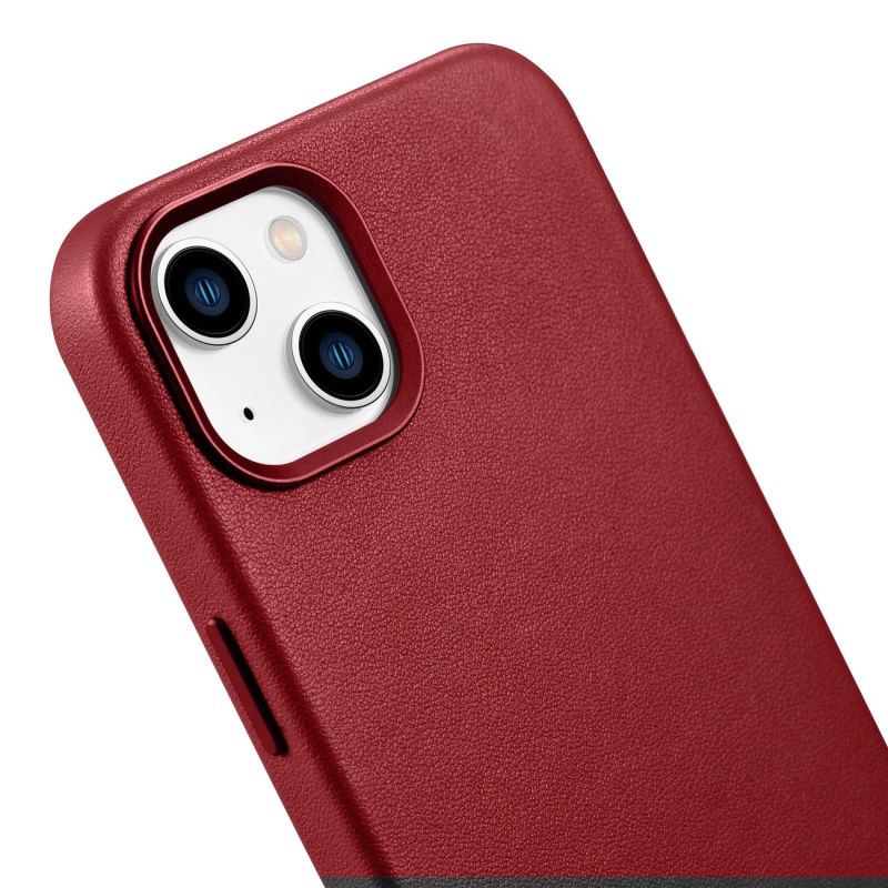 9. iCarer Case Leather case cover made of natural leather for iPhone 14 Plus red (compatible with MagSafe)