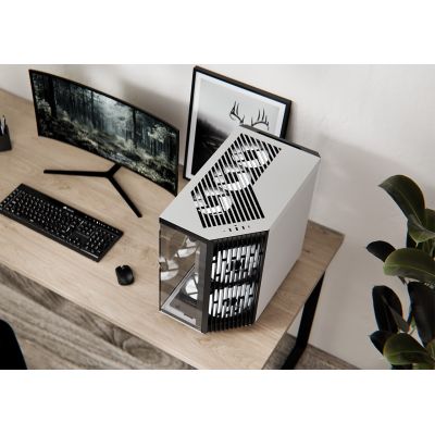 4. APNX V1 Case, Midi-Tower, ATX, Tempered Glass, Black and White