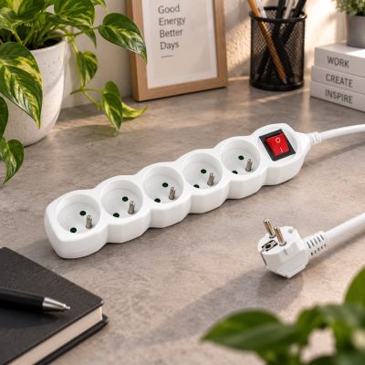 10. ESPERANZA POWER STRIP 5 OUTLETS, SWITCH 3M, WHITE ELK215W