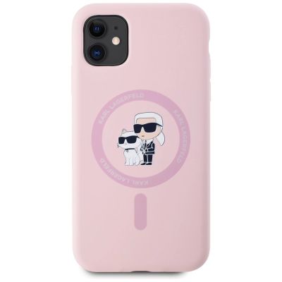 3. Karl Lagerfeld Silicone Karl&Choupette MagSafe iPhone 11 Case - Pink
