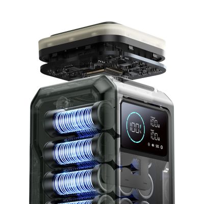 3. Powerbank Joyroom JR-PBF10 75000mAh 100W 3x USB-C 3x USB-A with foldable flashlight and handle - green