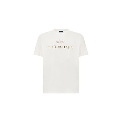 6. Paul&Shark Men's Cotton T-shirt White and Gold 99311007-10E - Classic Cut, Logo