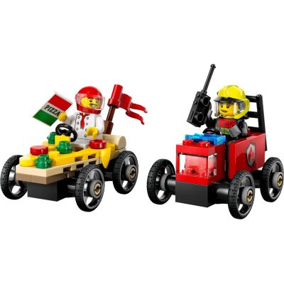 3. LEGO CITY 60458 Pizza vs. Fire Truck Racer Set