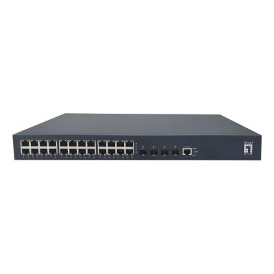 LevelOne PoE+Switch 24xGE PoE/4x10GSFP+ 440W 19" Managed L3