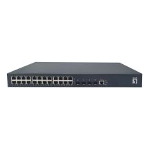 LevelOne PoE+Switch 24xGE PoE/4x10GSFP+ 440W 19" Managed L3