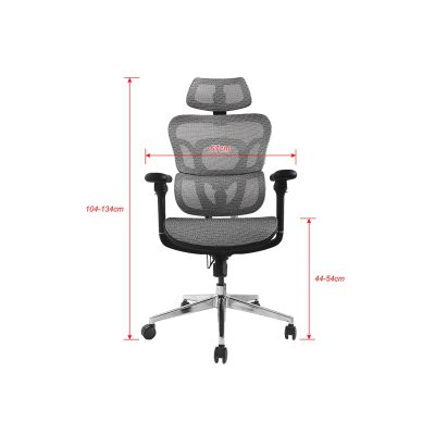 6. Ergonomic Office Chair + Headrest/Armrests Gray Solid Retail Equipment