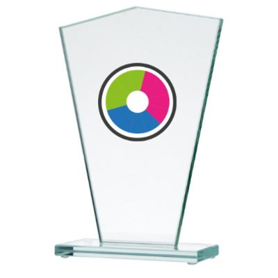 Glass trophy with LuxorJet color print