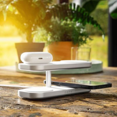 6. Zens Aluminum Series Quattro Pro 4 Wireless Charger with 65W 4x 15W Qi2 Power Supply White ZEQC01W/00