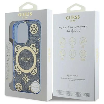 8. Guess GUHMP16XH4PYEEB iPhone 16 Pro Max 6.9" blue/blue hardcase IML Peony On 4G Background MagSafe