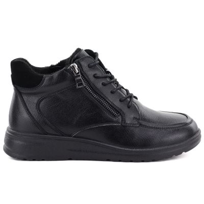 2. Women’s black leather wedge ankle boots with warm lining Potocki JE19502