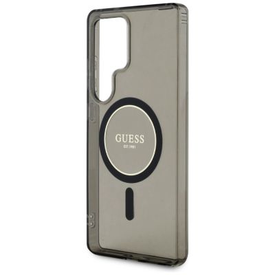 6. Guess Glitter Circle Classic Logo MagSafe case for Samsung Galaxy S25 Ultra black