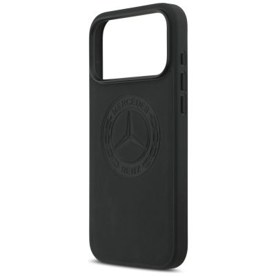 6. Mercedes Leather Vintage Logo MagSafe Case for iPhone 17 Pro Max - Black