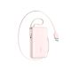 Joyroom JR-PR2L 10000mAh 35W Power Bank with Built-in Retractable USB-C Cable and Lightning Lanyard Cable - Pink