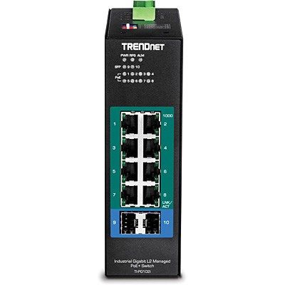 2. TRENDnet Switch 10-port industrial Gbit PoE+ L2 metal IP30