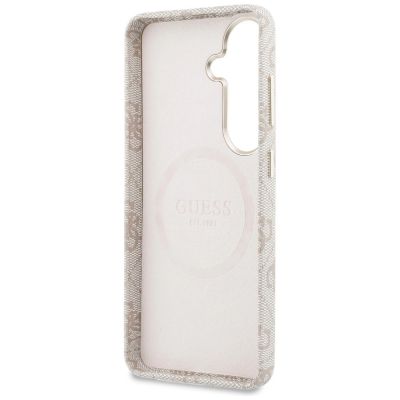 7. Guess 4G Rhinestone Round Logo MagSafe Case for Samsung Galaxy S26 - Pink