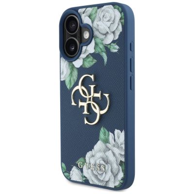 2. Guess Grained Roses Big 4G logo case for iPhone 16 - blue
