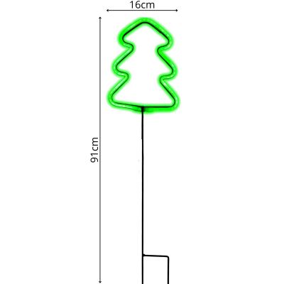 6. NEON CHRISTMAS TREE GREEN 87 LED BATTERY-OPERATED 16x91CM LUCA
