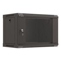 Wall-mounted installation rack cabinet 19" 6U 540x350 black glass door LANBERG (Flat Pack)