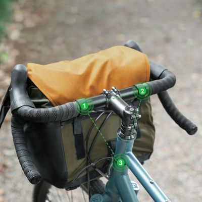3. Rockbros W019 Handlebar Bike Bag 13.5-24L - Green-Orange