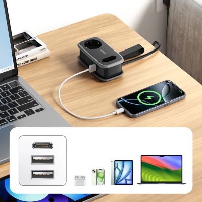 9. Orico AP3 65W GaN 6in1 Power Strip 2x AC + 2x USB-A + 2x USB-C - Black